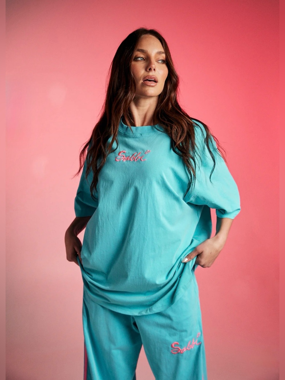 SABBI THE VERY OVERSIZED STANDOUT TEE - FLURO BLUE